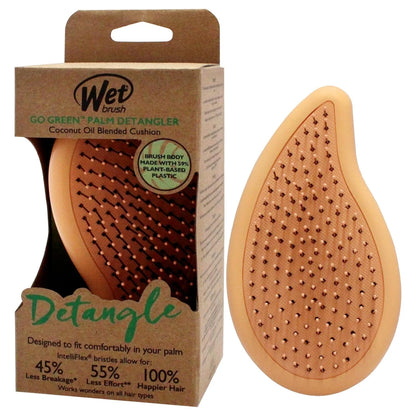 Wet Brush Go Green Palm Detangling Hair Brush Infused with Coconut Oil - Pain-Free Ultra-Soft Detangler Bristles Glide Through Tangles with Ease - Protects Against Split Ends For Wet & Dry Hair