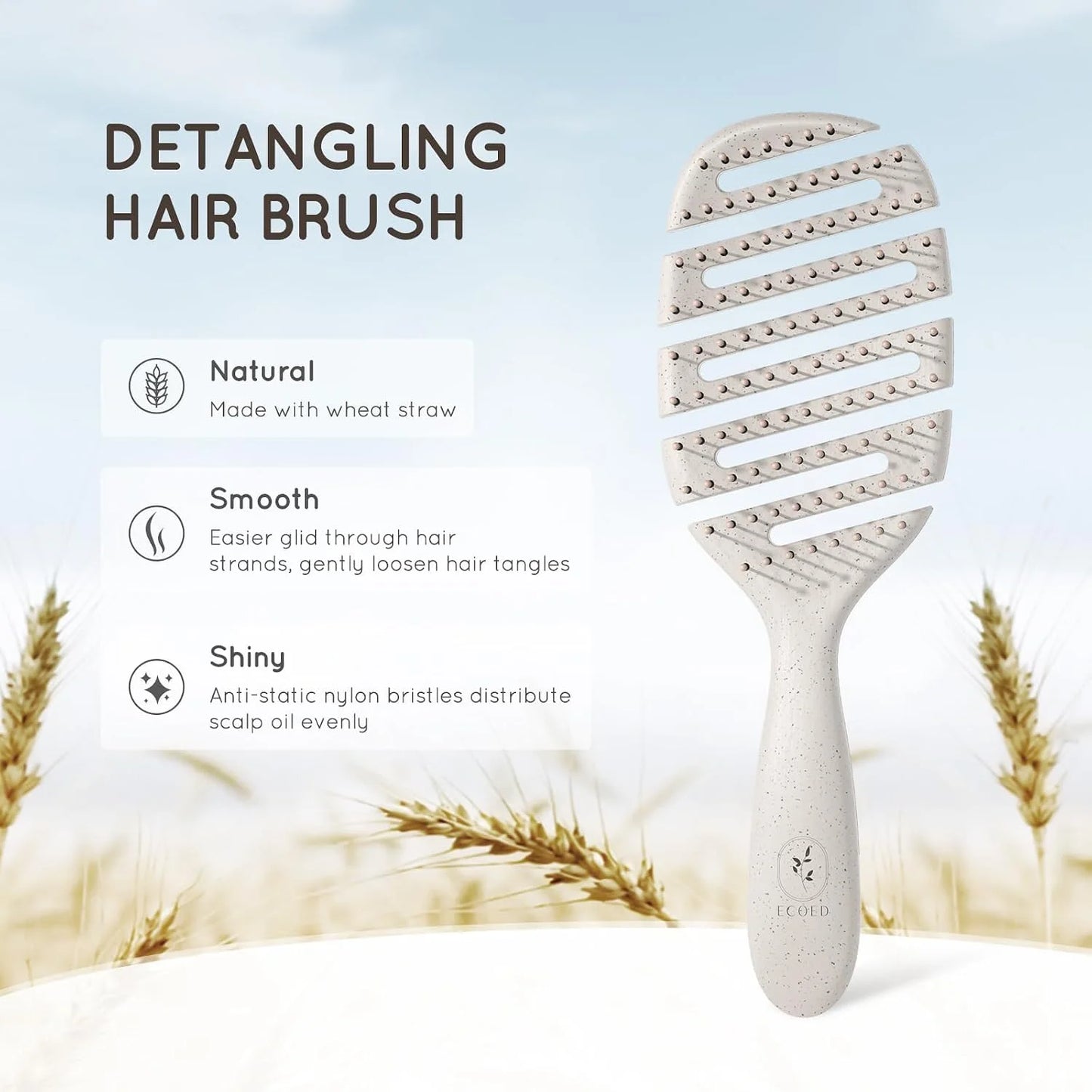 Detangler Hairbrush, Soft Bristle Detangling Brush,Quick Smoothing(Natural)