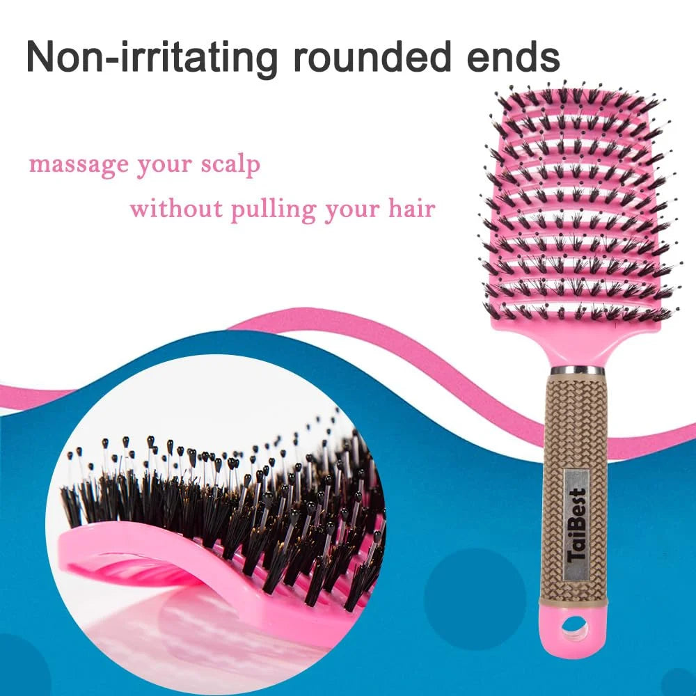 Boar Bristle Hair Brush Set – Wet/Dry Detangler for All Hair Types