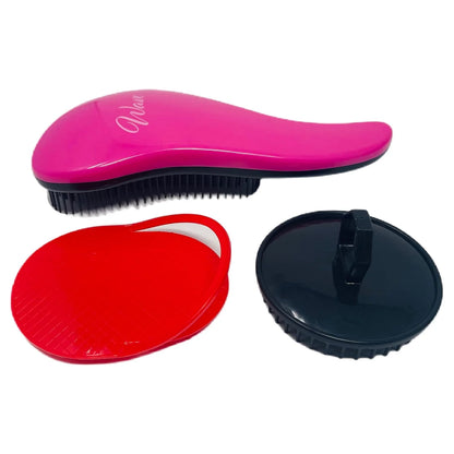 G.B.S Wave Detangling 3-in-1 Hair Brush Set (Pink)