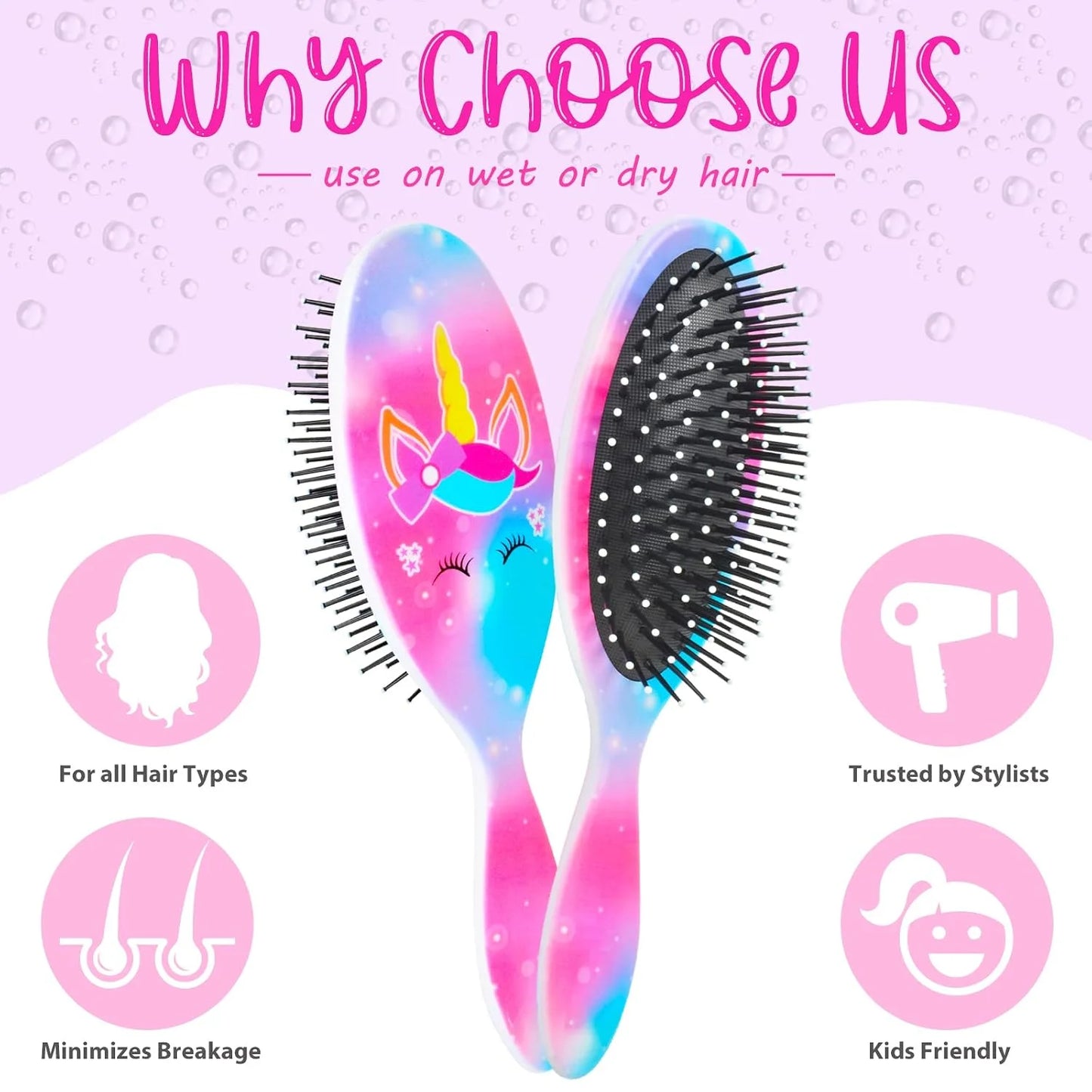 Girls Detangling Brush for Curly, Wet/Dry, and Thick Hair - Pain-Free Mermaid Tail Design for Kids and Women