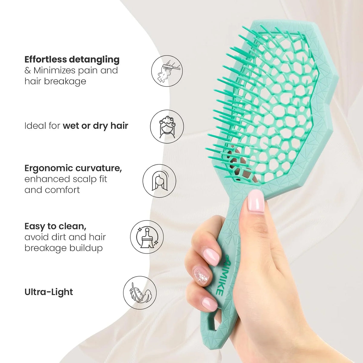 AIMIKE Glacier Detangler Brush for Curly Hair, Wet & Dry Hair Brush