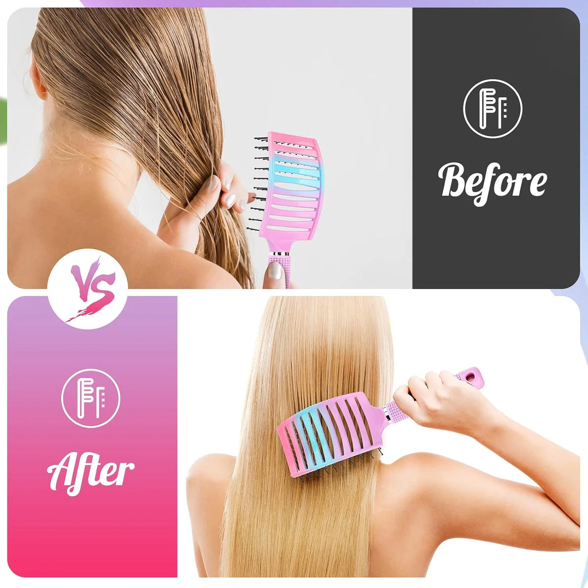 Hair Brush, Professional Curved Vented Brush with 25MM Bristles for Faster Blow Drying, Detangling for Wet Dry Hair, Paddle Brush for Thick Curly Straight Hair for Women & Men