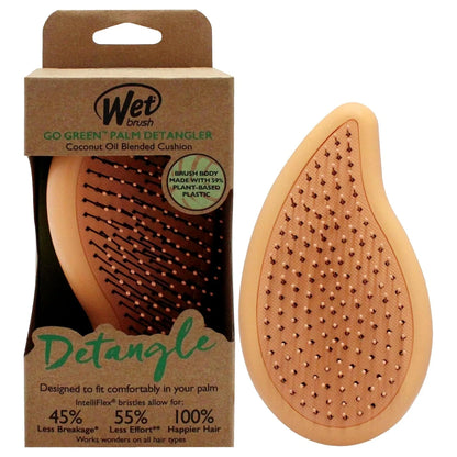 Wet Brush Go Green Palm Detangling Hair Brush Infused with Coconut Oil - Pain-Free Ultra-Soft Detangler Bristles Glide Through Tangles with Ease - Protects Against Split Ends For Wet & Dry Hair