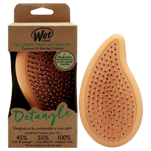 Wet Brush Go Green Palm Detangling Hair Brush Infused with Coconut Oil - Pain-Free Ultra-Soft Detangler Bristles Glide Through Tangles with Ease - Protects Against Split Ends For Wet & Dry Hair