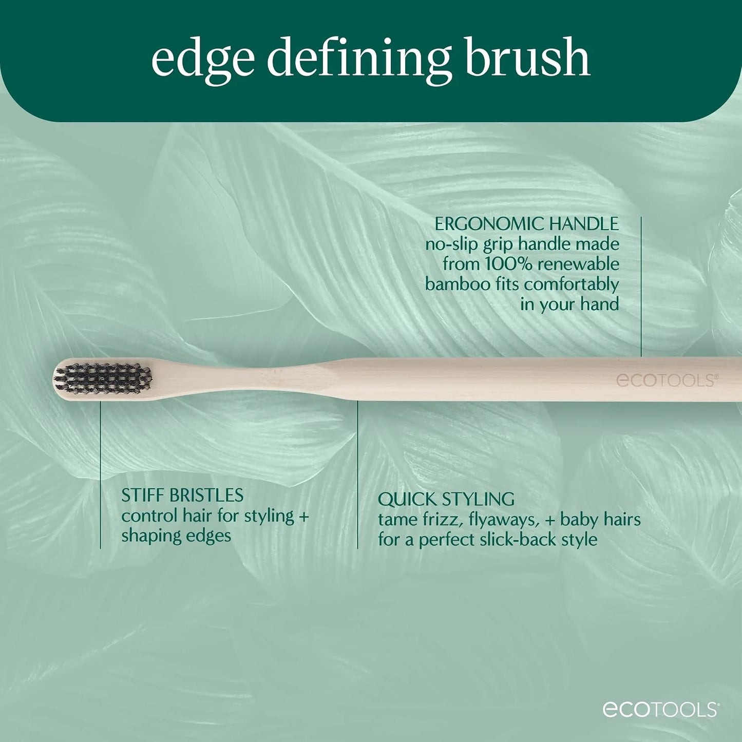 EcoTools Slick Back Hairbrush, Small Brush for Ponytail or Bun, 1 Count