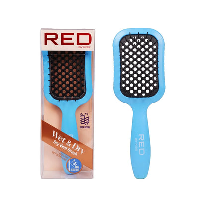 RED by Kiss Dry Vent Heat-Resistant Hair Brush, Detangling Fast Blow Drying for Wet Dry Curly Thick Straight Hair, Vented Detangler for Women Men Children Kids (Yellow)