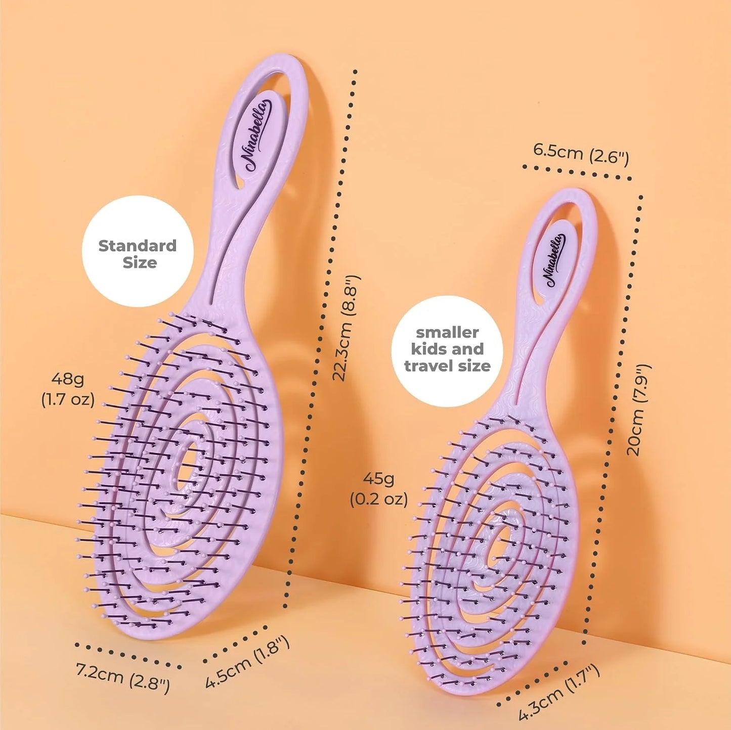 Ninabella Detangler Brush - No Tangle Hair Brush for Women, Fine, Thick and Long Hair - Hairbrush for Wet and Dry Hair, Gentle on the Scalp - Light Blue