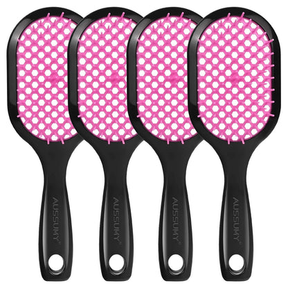 Vented Detangling Hair Brush - 2 Pack Detangler Hairbrush for Effortless Tangle Removal - Ultra-Soft Bristles -For Natural Curly Straight Wet Dry Damaged Hair for Women Men Kids