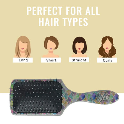 Wet Brush Paddle Detangler Hair Brush, Mermaid Tail - Ultra-Soft IntelliFlex Bristles with AquaVent Design - Spread Hair Treatments Evenly - Pain-Free Hair Brush For Women, Men, Wet And Dry Hair