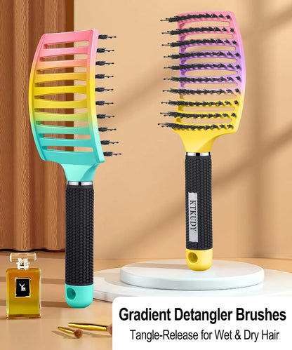 2 Pack Detangling Brushes for Women & Kids, Wet & Dry Hair, All Hair Types