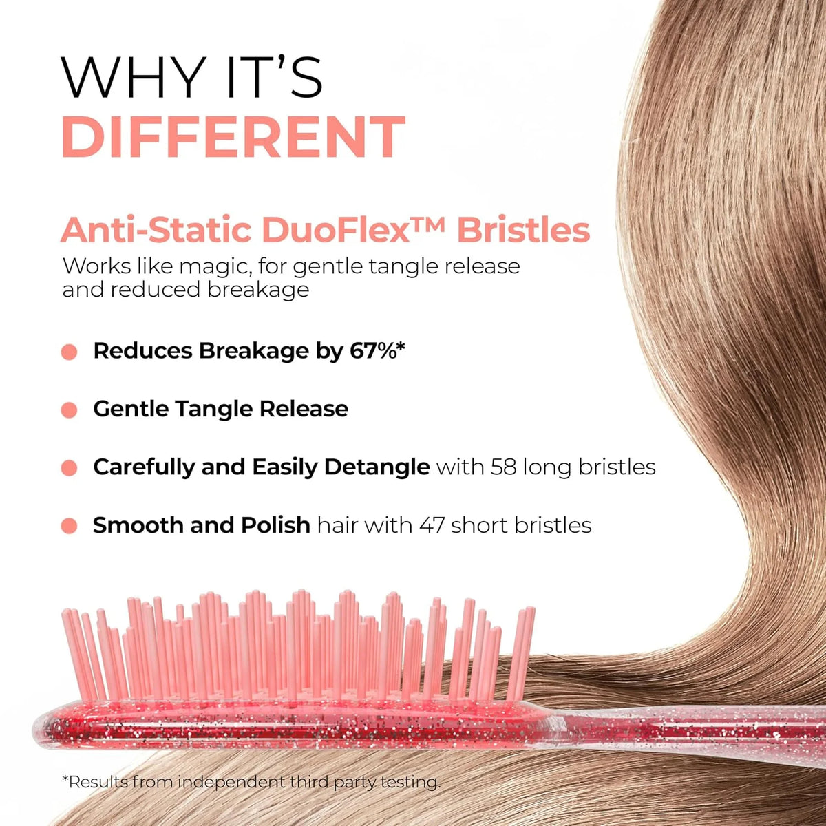 FHI Heat UNbrush Detangling Brush for Pain-Free Brushing on All Wet or Dry Hair Types — Durable DuoFlex Anti-Static Bristles, Lightweight Handle, Vented Hair Brush