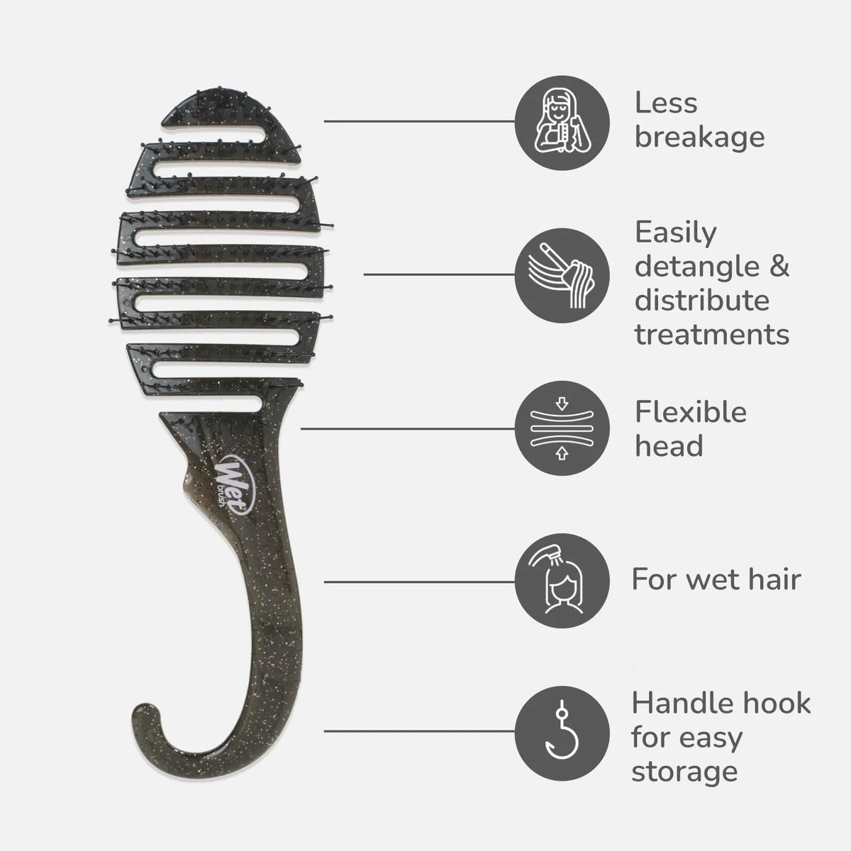 Wet Brush Shower Hair Brush Detangler - Exclusive Ultra-soft IntelliFlex Bristles - Minimizes Pain And Protects Against Split Ends and Breakage - Comb For Women, Men, Wet & Dry Hair - Purple Glitter