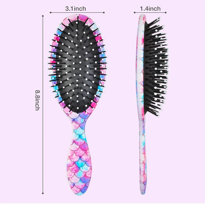 Girls Detangling Brush for Curly, Wet/Dry, and Thick Hair - Pain-Free Mermaid Tail Design for Kids and Women