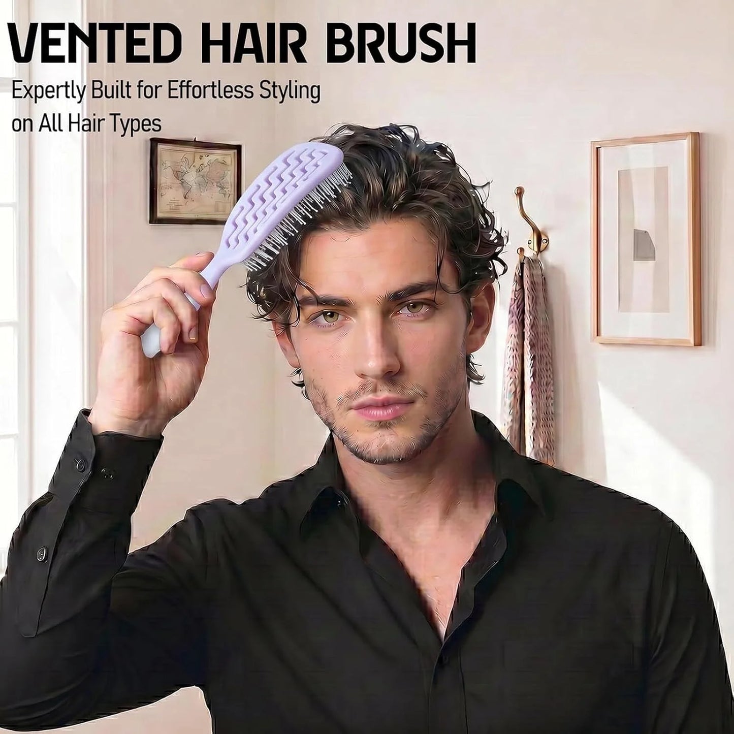 Boar Bristle Hair Brush Set – Wet/Dry Detangler for All Hair Types