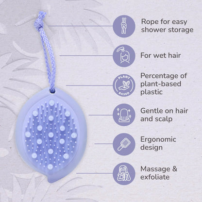 Wet Brush Go Green Scalp First Exfoliator, Lavender Oil - Rope Hook to Hang in Shower - Spa-Like Experience At Home - Exfoliate and Massage Scalp - Works On All Hair Types