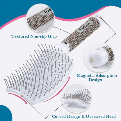 Boar Bristle Hair Brush Set – Wet/Dry Detangler for All Hair Types
