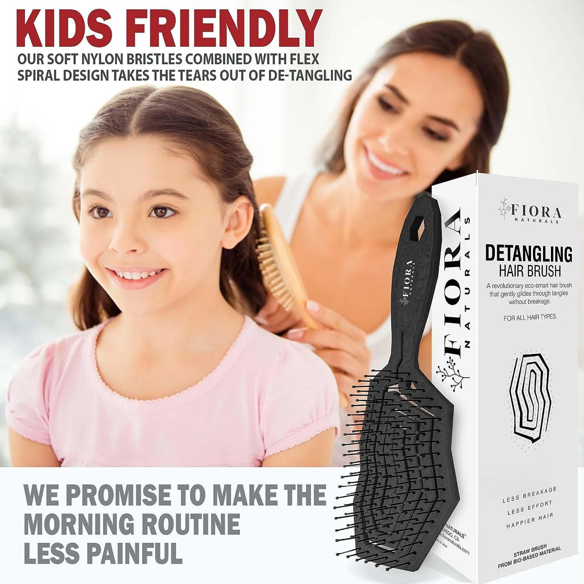 Fiora Naturals Detangling Hair Brush for Women, Detangler Hair Brush, Pink