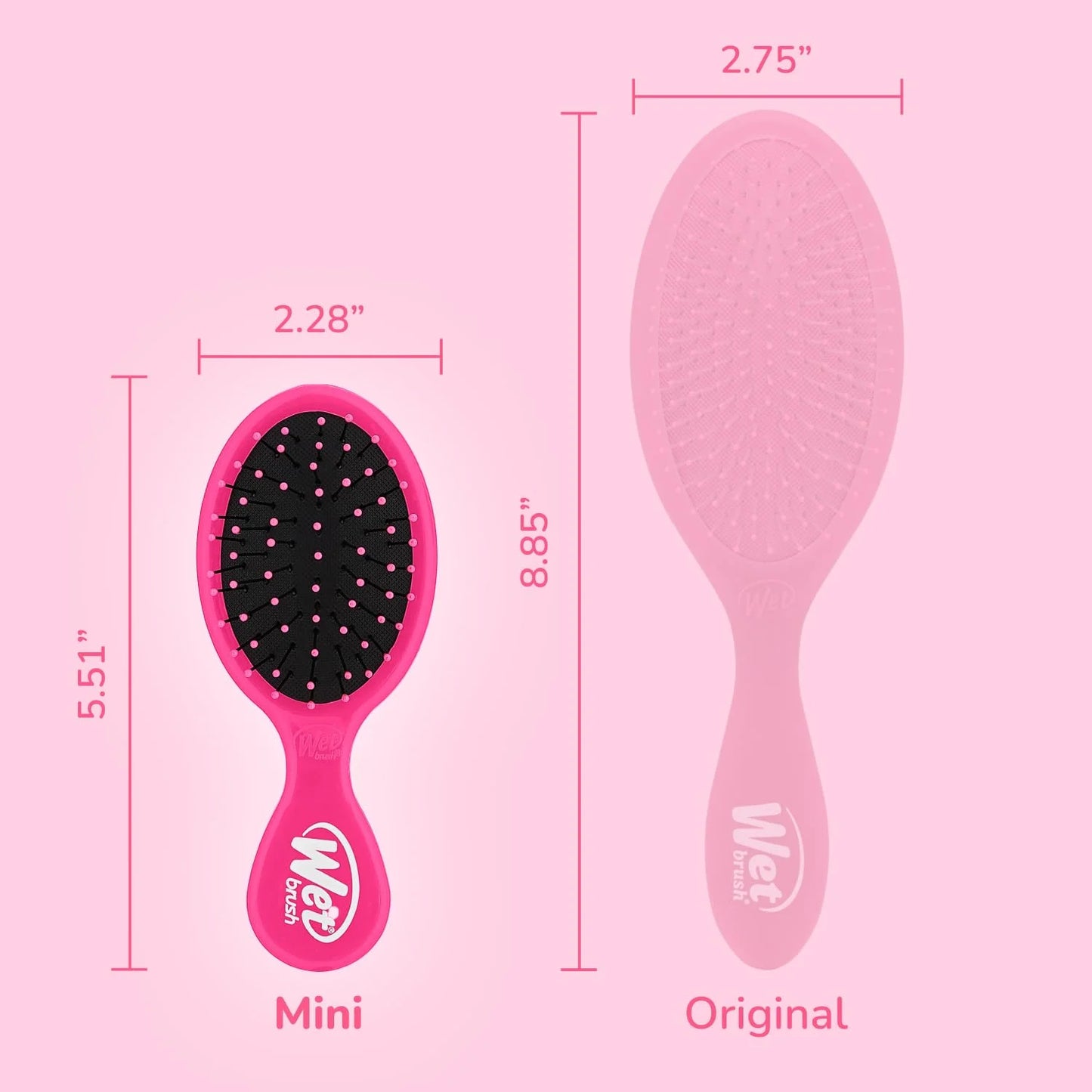 Wet Brush Mini Detangler Hair Brush, Purple, Detangling Travel Hairbrush, Ultra-Soft IntelliFlex Bristles Glide Through Tangles with Ease, Pain-Free, All Hair Types (2 Pack)