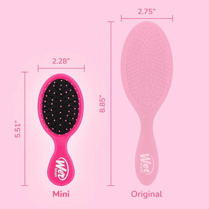 Wet Brush Mini Detangler Hair Brush, Purple, Detangling Travel Hairbrush, Ultra-Soft IntelliFlex Bristles Glide Through Tangles with Ease, Pain-Free, All Hair Types (2 Pack)