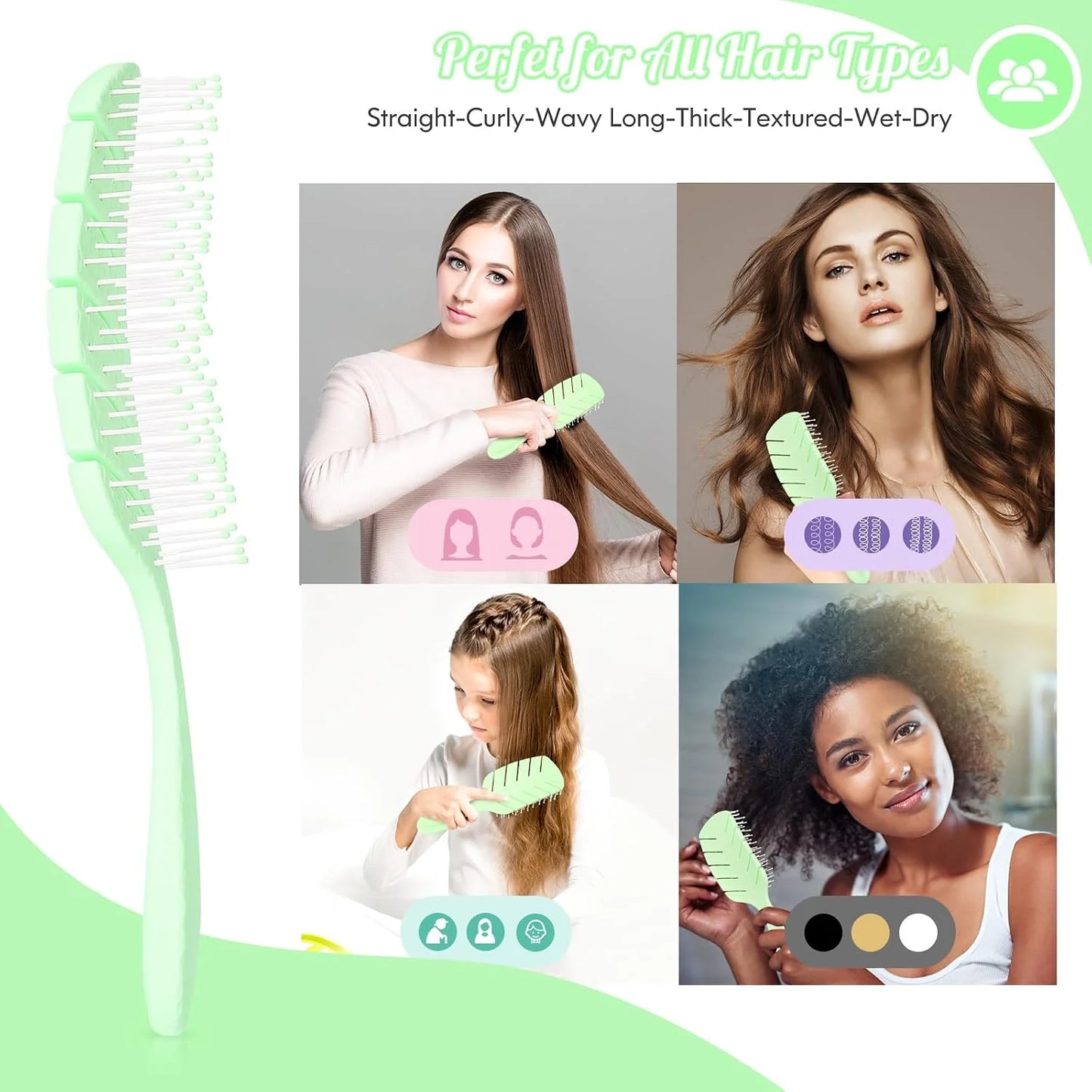 Hair Brush, Vented Paddle Detangle Brush, Purple