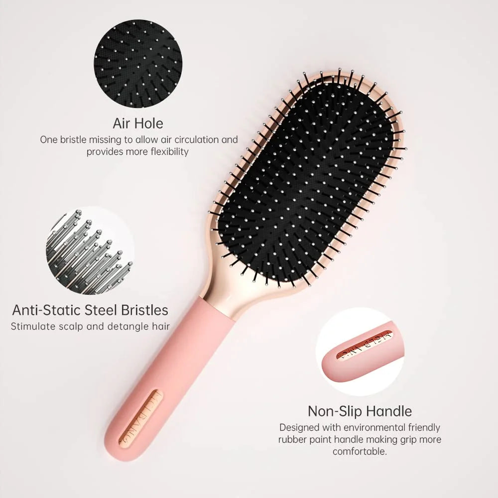 Melbang Hair Brush for Thick Curly Thin Long Short Wet or Dry Hair Adds Shine and Makes Hair Smooth Hair Comb Paddle Hair Brush for Men Women Kid (Silver)