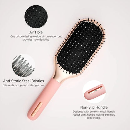 Melbang Hair Brush for Thick Curly Thin Long Short Wet or Dry Hair Adds Shine and Makes Hair Smooth Hair Comb Paddle Hair Brush for Men Women Kid (Silver)