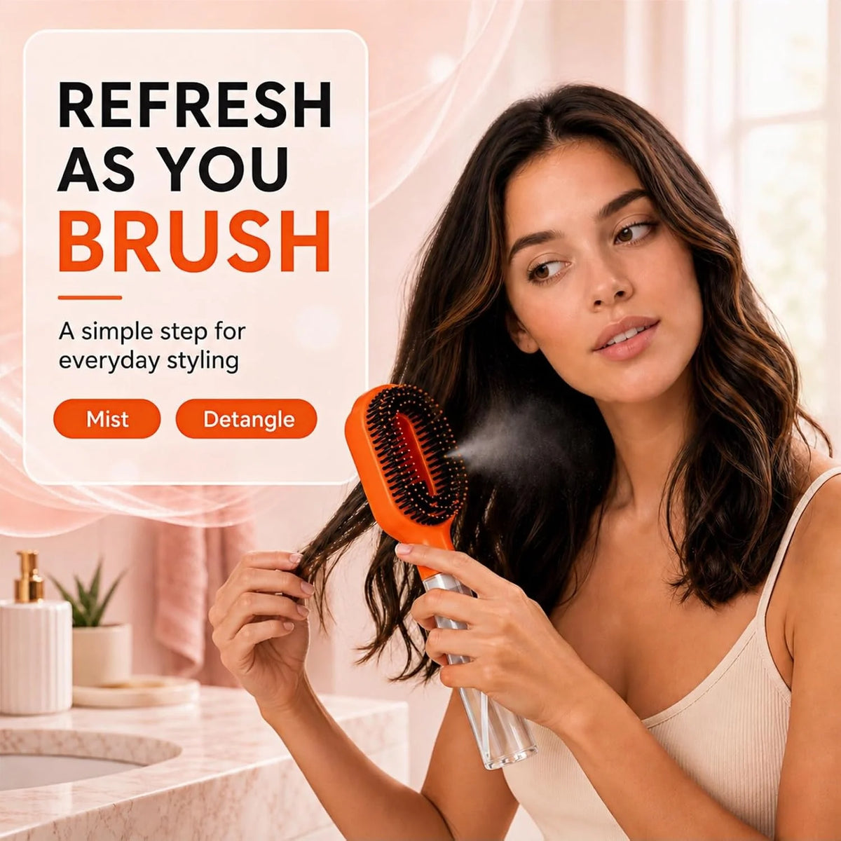 2-in-1 Hair Brush with Water Spray Mister, Fine Mist Spray Brush for Hair Detangling Wet & Dry, Liquid Spraying Hairbrush for Curly Thick Hair & Kids (Sky Blue)