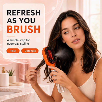 2-in-1 Hair Brush with Water Spray Mister, Fine Mist Spray Brush for Hair Detangling Wet & Dry, Liquid Spraying Hairbrush for Curly Thick Hair & Kids (Sky Blue)