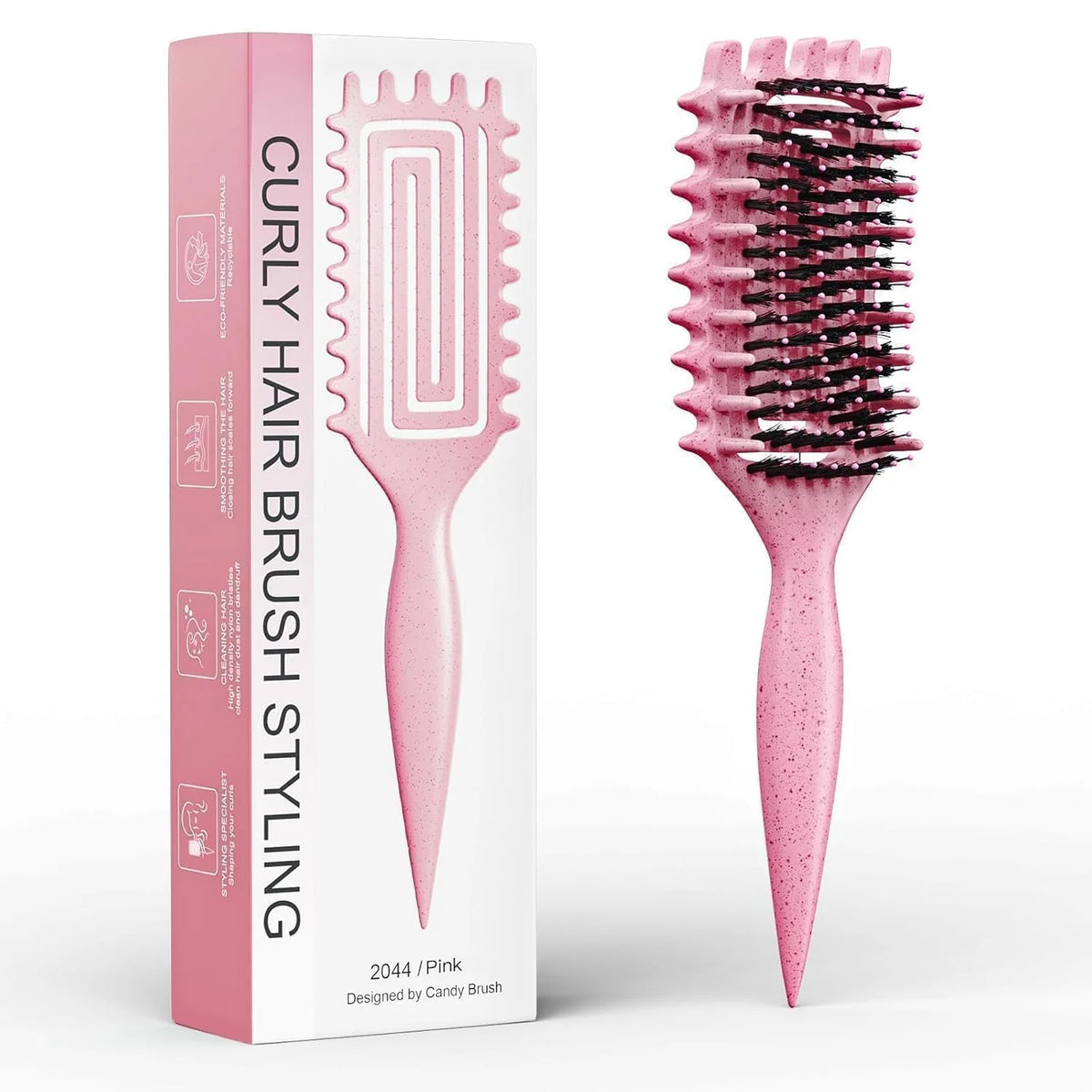 ABOYOY Curl Defining Brush with Side Gear for Curly Hair, Detangling & Styling Brush for Women Men, Lightweight Ergonomic Candy Brush Works on Wet or Dry Hair (Purple)