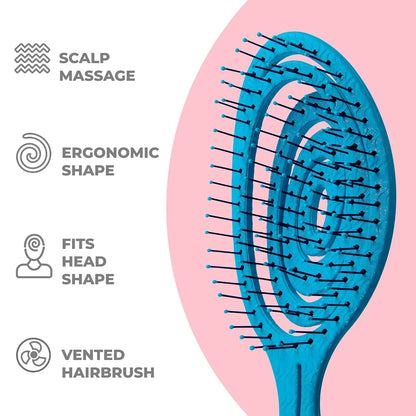 Ninabella Detangler Brush - No Tangle Hair Brush for Women, Fine, Thick and Long Hair - Hairbrush for Wet and Dry Hair, Gentle on the Scalp - Light Blue