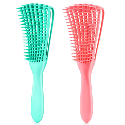 Hair Brush, Detangling Brush for Afro America/African Hair Textured 3a to 4c Kinky Wavy/Curly/Coily/Wet/Dry/Oil/Thick/Long Hair, Knots Detangler Scalp Massage Comb (2 pcs, Blue-Blue)