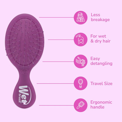 Wet Brush Mini Detangler Hair Brush, Purple, Detangling Travel Hairbrush, Ultra-Soft IntelliFlex Bristles Glide Through Tangles with Ease, Pain-Free, All Hair Types (2 Pack)