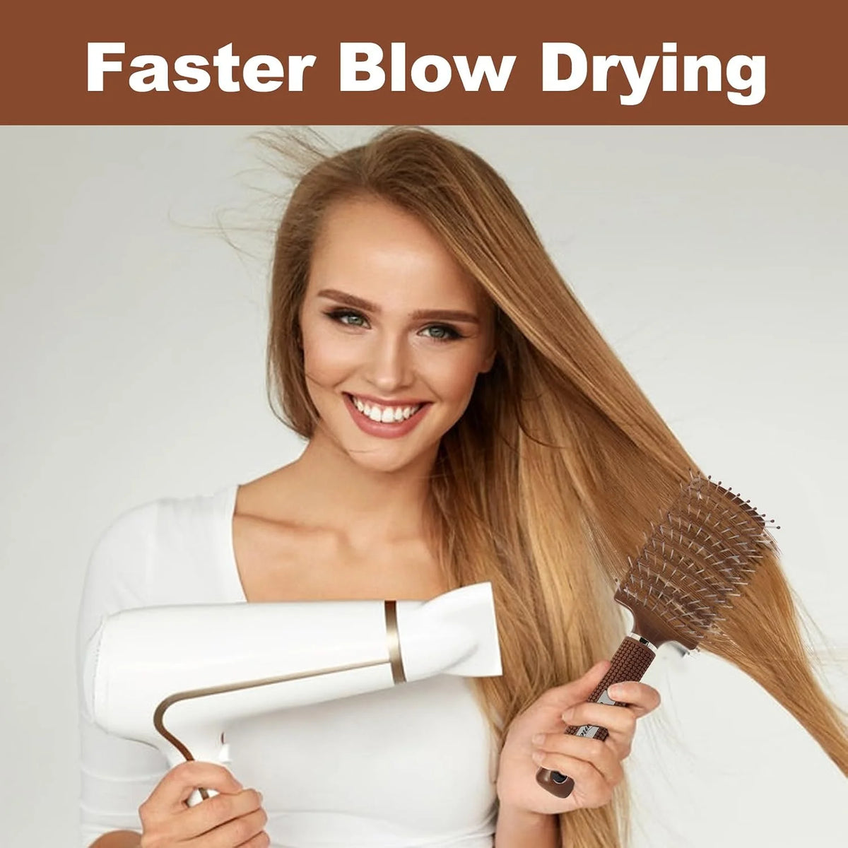 Hair Brush, Professional Curved Vented Brush with 25MM Bristles for Faster Blow Drying, Detangling for Wet Dry Hair, Paddle Brush for Thick Curly Straight Hair for Women & Men