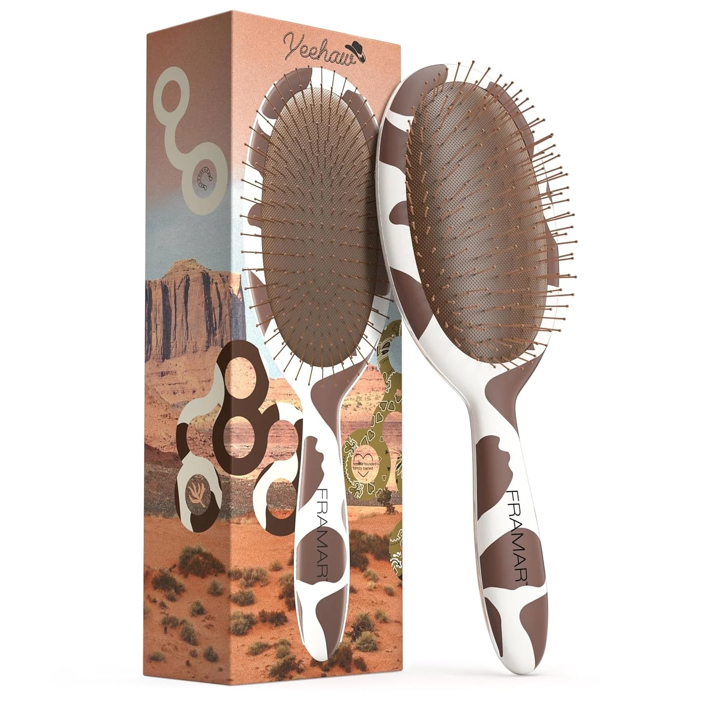 FRAMAR Checkered Hair Brush Detangler, Wet Hair Brushes For Women – Pink