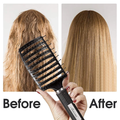 Hair Brush, Professional Curved Vented Brush with 25MM Bristles for Faster Blow Drying, Detangling for Wet Dry Hair, Paddle Brush for Thick Curly Straight Hair for Women & Men