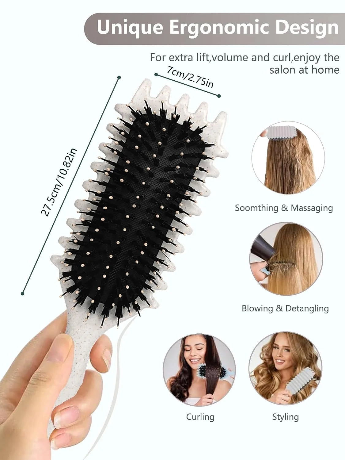 Blue Curl Defining Brush for Curly Hair – Detangling & Styling Brush for Women & Men, Defines 2A to 4C Curls, Reduces Frizz, Perfect for Wet & Dry Hair (Blue)