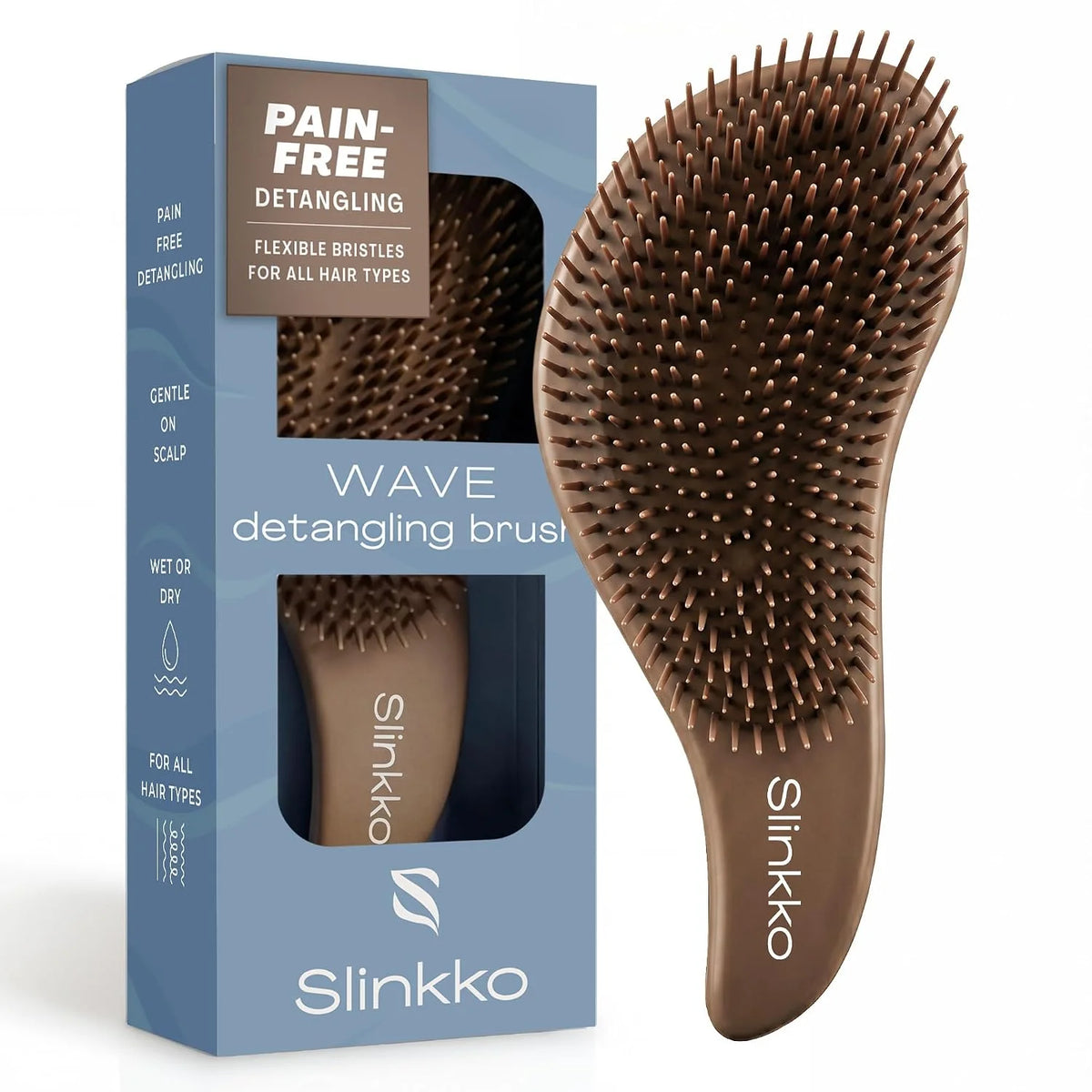 Detangler Brush, Curly Hair Brush for Women, Men & Kids - Wet & Dry Detangling Hair Brush for Curly, Thick, Fine & Wavy Hair - Anti-Breakage Wave Brush, Pain-Free Hairbrush, Pink, Rose Clay