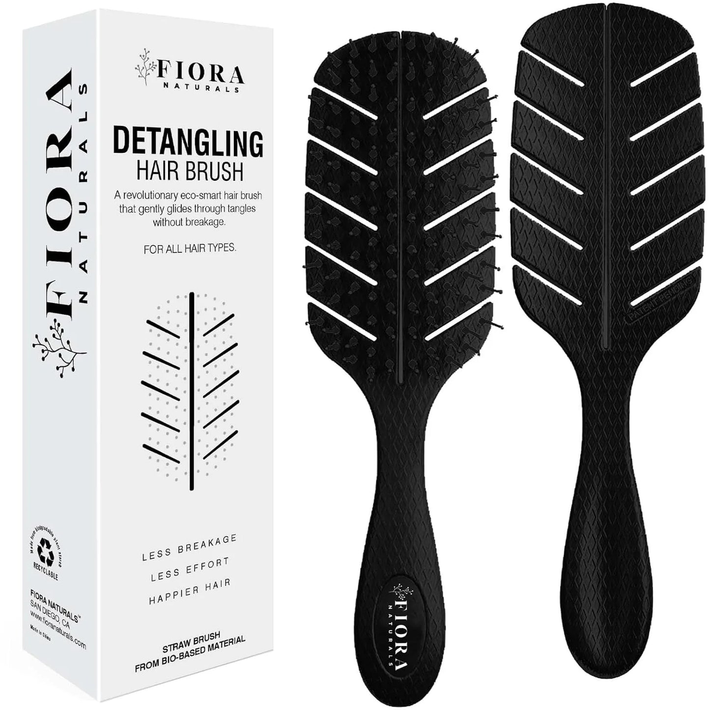 Fiora Naturals Detangler Brush for Wet and Dry Hair, Soft Detangling Brush