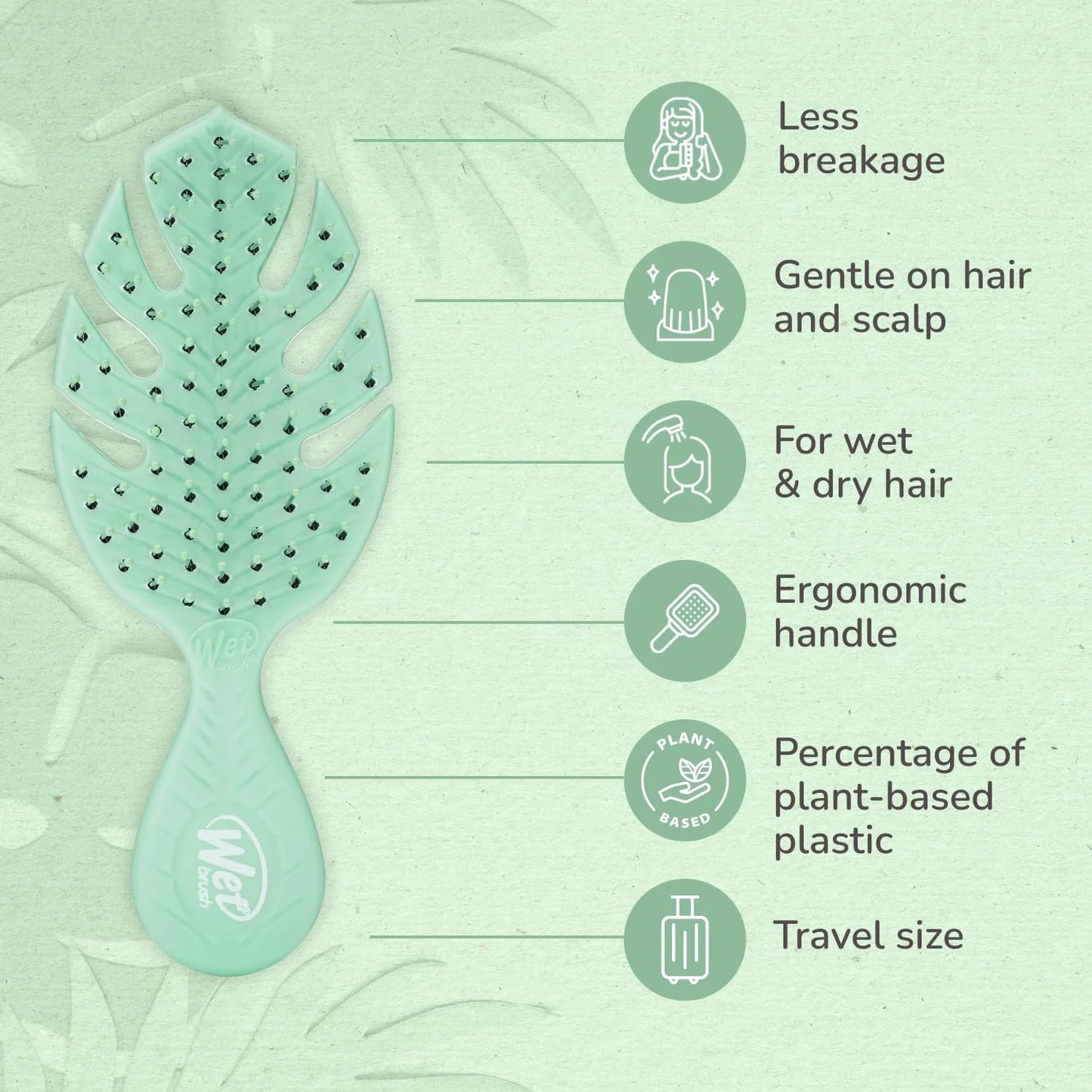 Wet Brush Go Green Mini Detangler, Purple - Detangling Travel Hair Brush - Ultra-Soft IntelliFlex Bristles Glide Through Tangles & Gently Loosens Knots While Minimizing Pain, Split Ends & Breakage
