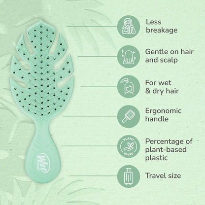 Wet Brush Go Green Mini Detangler, Purple - Detangling Travel Hair Brush - Ultra-Soft IntelliFlex Bristles Glide Through Tangles & Gently Loosens Knots While Minimizing Pain, Split Ends & Breakage