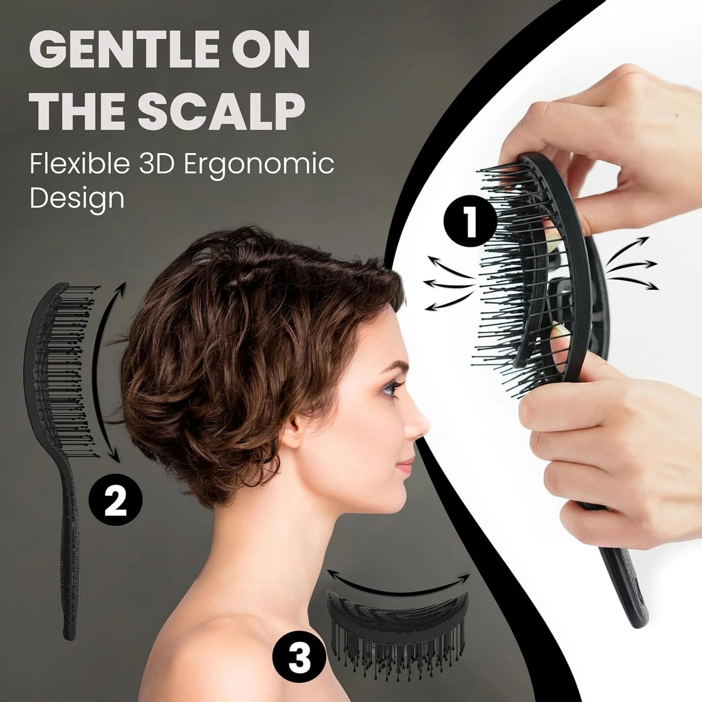 Detangler Brush – Pain-Free Detangling Hair Brush for Wet & Dry Hair – Effortless Detangling Brush for Curly, Fine & Tangled Hair – Hairbrush for Women, Men & Kids – Purple