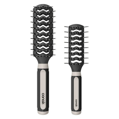 Conair Grip & Lift Vent Hairbrush, Full-Size and Mid-Size Brush Set, Nylon Bristle Hair Brushes for Blowout Styling, Value Pack, Color May Vary