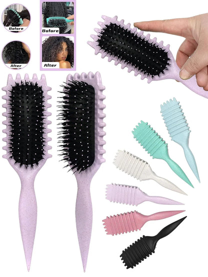 Blue Curl Defining Brush for Curly Hair – Detangling & Styling Brush for Women & Men, Defines 2A to 4C Curls, Reduces Frizz, Perfect for Wet & Dry Hair (Blue)