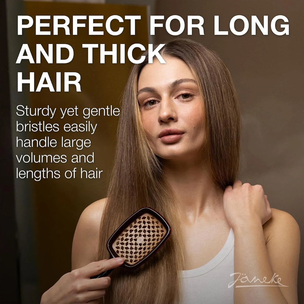Janeke J-Brush Detangling Comb for Curly and Wavy Hair – Wide Tooth J-Shape Brush for Wet and Dry Use – Anti-Frizz, Lightweight and Gentle on Scalp – Made in Italy Professional Styling Tool (Black)