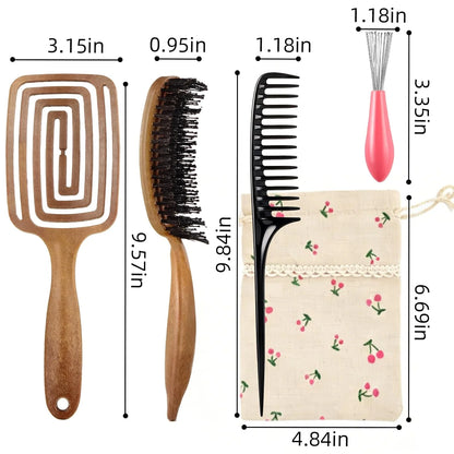 Hair Brush Detangler - Curved Vented Detangling Hair Brush for Women Men, Paddle Brush for Curly Straight Hair, Wet and Dry Styling, Faster Blow Drying