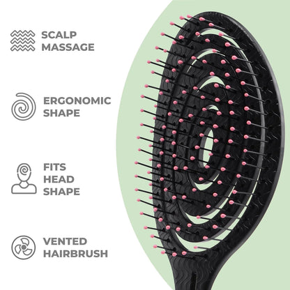 Ninabella Detangler Brush - No Tangle Hair Brush for Women, Fine, Thick and Long Hair - Hairbrush for Wet and Dry Hair, Gentle on the Scalp - Light Blue