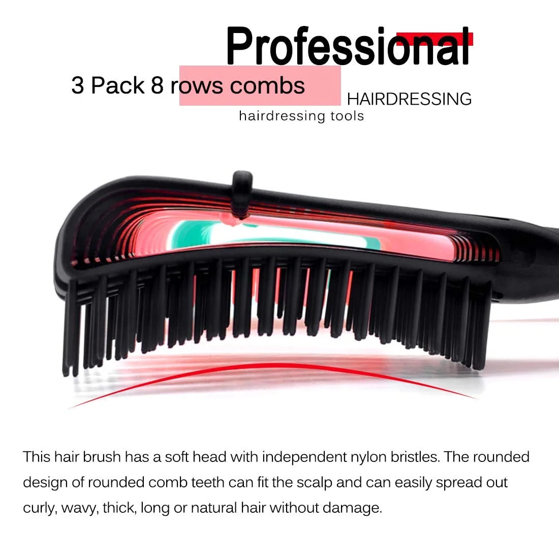 Hair Brush, Detangling Brush for Afro America/African Hair Textured 3a to 4c Kinky Wavy/Curly/Coily/Wet/Dry/Oil/Thick/Long Hair, Knots Detangler Scalp Massage Comb (2 pcs, Blue-Blue)