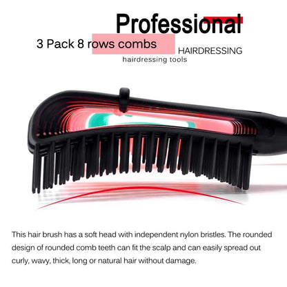 Hair Brush, Detangling Brush for Afro America/African Hair Textured 3a to 4c Kinky Wavy/Curly/Coily/Wet/Dry/Oil/Thick/Long Hair, Knots Detangler Scalp Massage Comb (2 pcs, Blue-Blue)