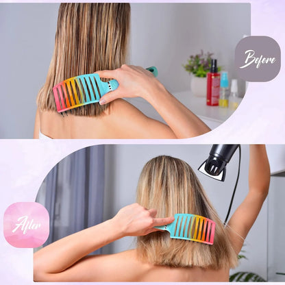 Boar Bristle Hair Brush Curved Vented Detangler Brush Faster Blow Drying, Paddle Detangling Brush for Women Men Kids Wet Dry Long Curly Thick Straight Hair, Make Hair Shiny and Healthier(Purple+Green)